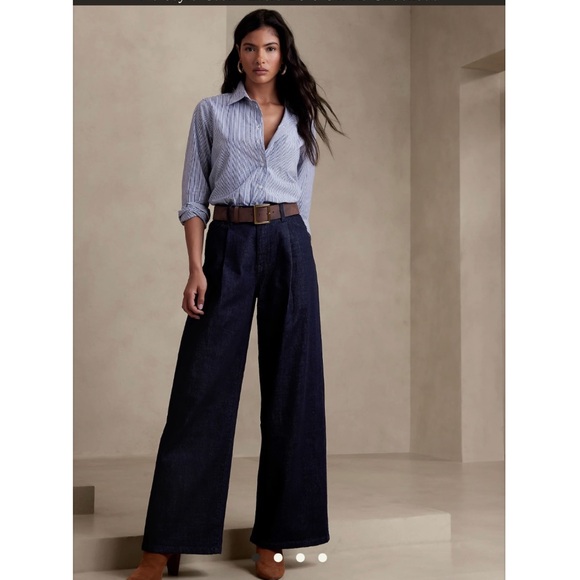Banana Republic Factory Denim - Banana Republic Factory Pleated Wide-Leg Jean